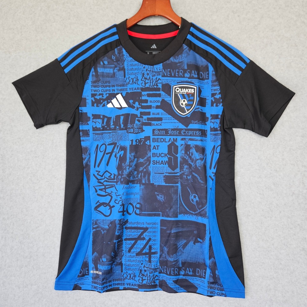 Adidas San Jose Earthquakes MLS Home Jersey Womens Medium Black Blue IV9890 New